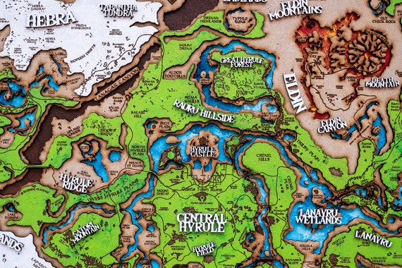 Zelda Wood Map, Zelda Map, Hyrule Decor, Custom, Breath of the