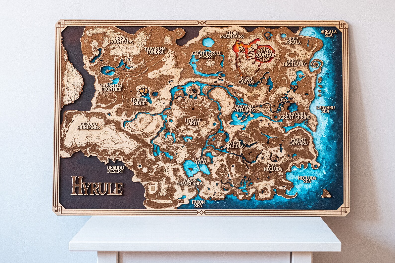 Zelda wood map gift for him zelda map hyrule custom Etsy