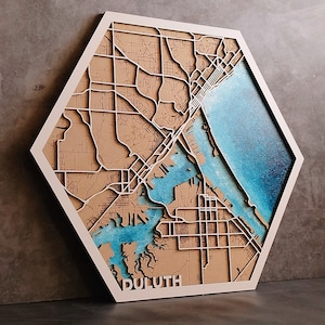 Laser Wood Decor City Wooden Map Laser Engraved Custom Map Art Wood Map Bern Laser Wood Map Europe Suisse Map Custom Wood Map. Duluth map image 1