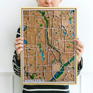 3D Holz Stadt Karte | 3D Stadt Holz Karte | 5 Jahre Jubiläumsgeschenk | Holzkarte | Geschenk für Sie | 3 Schichten Rahmen | Laser Cut | Perfektes Geschenk