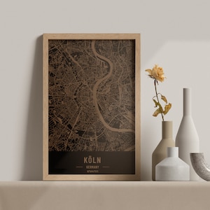 Holzkarte von Koln, Deutschland. 3D lasergravierte individuelle Vintage Karte. Holzkunst. Personalisierter Holzschnitt einer Stadt der Welt. Wohnkultur