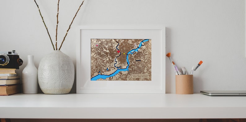 Wood art Engraved map Laser map Wood engraving. Custom wood map Laser cut map Wall decor Wood world map with river Wood city map