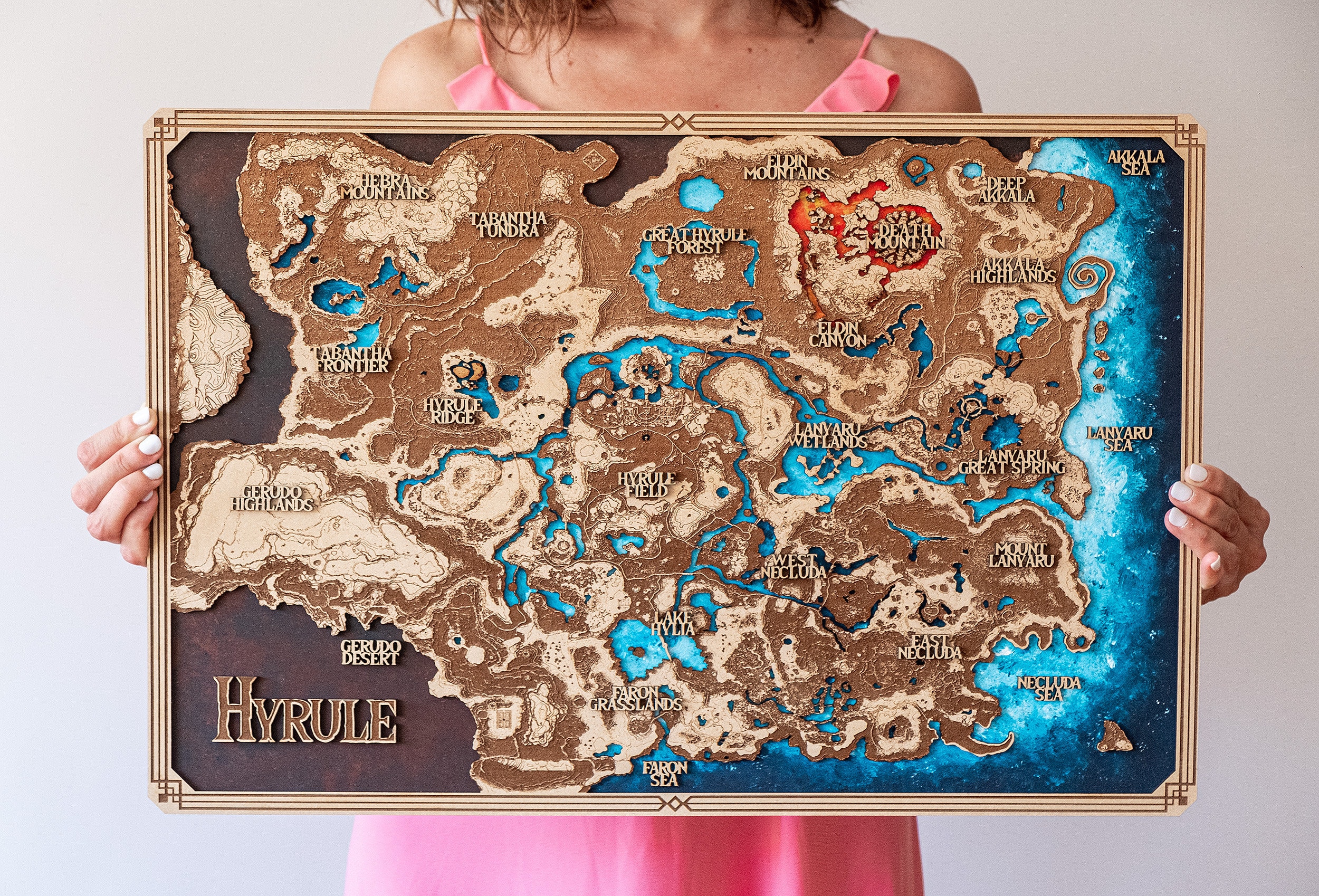 Artist creates 3D wooden masterpiece of Zelda: Breath of the Wild map