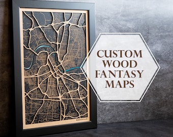 Custom Wooden City Map, Personalized Anniversary Gift