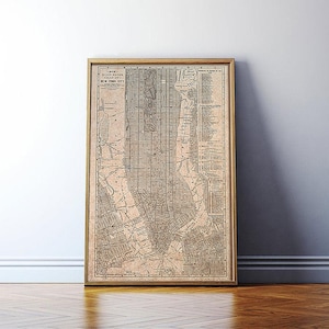 Vintage New York Holz Karte 1885 alte Karte von New York alten antiken Stil oder benutzerdefinierte Stadt. Geschenk-Wand-Karte benutzerdefinierte Stadt Dekor Housewarminggeschenk
