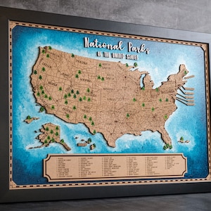 Carte des bois des parcs nationaux, Parcs des États-Unis, Carte des punaises, Carte du bois, Cadeau pour elle, Cadeau des grands-parents, meilleur cadeau pour le meilleur ami, Parcs nationaux des États-Unis
