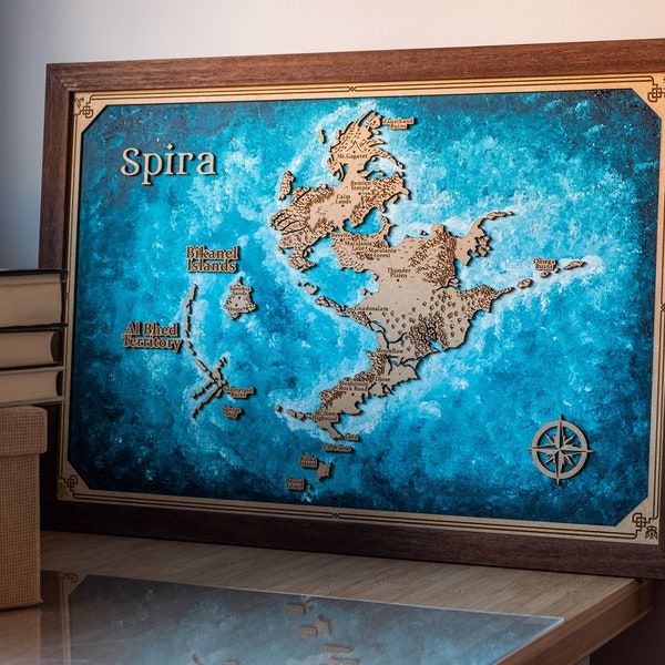 Mapa de madera de Final Fantasy X, regalo para él, mapa de Spira mapa de Final Fantasy hecho a mano, regalo auténtico, libros