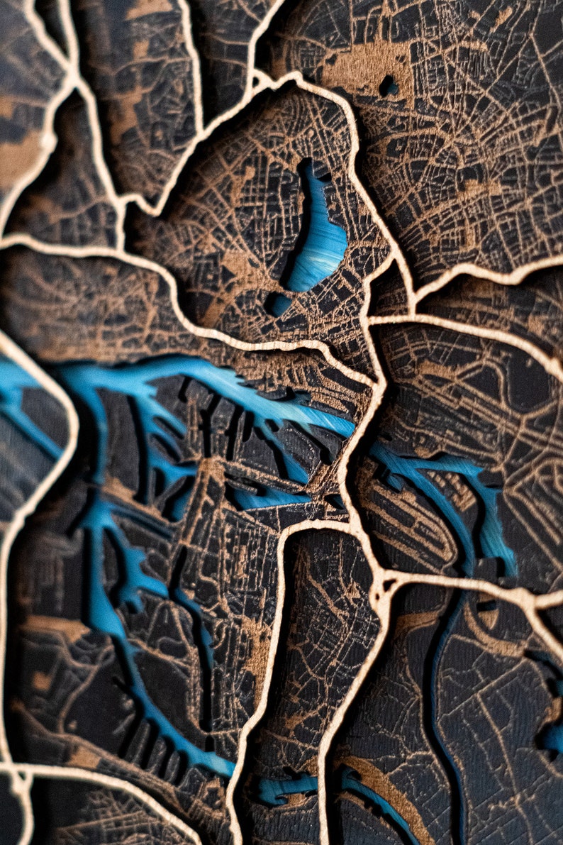 Wooden World City Map Wall Art Decor Home Rustic Travel Push Etsy