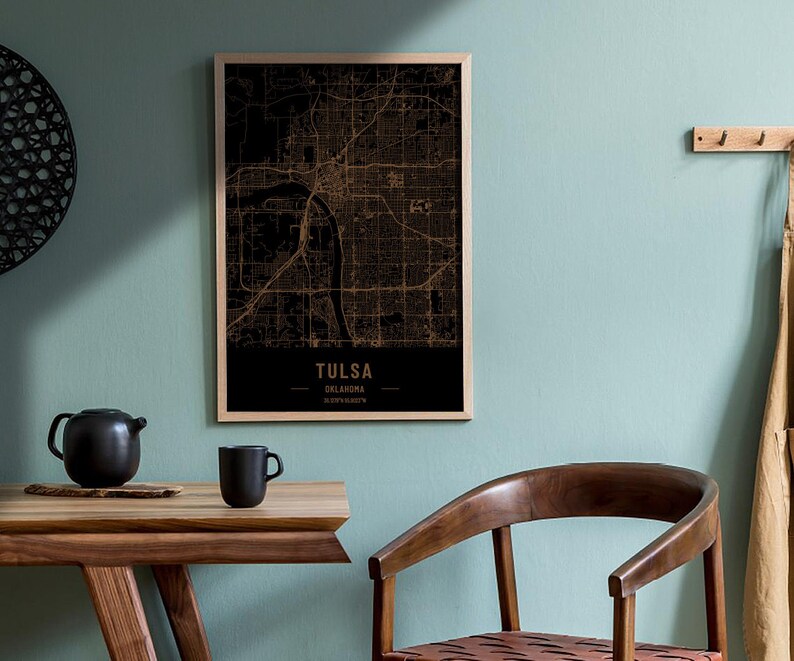 Wooden Map of Tulsa Oklahoma. 3D Laser Engraved Custom Etsy