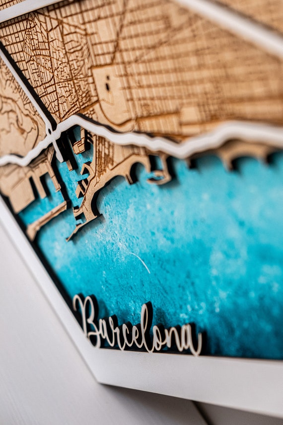 2369❣️ FUKUOKA 3D Wood City Map Wooden street map of Kyoto - 3D, topographic, engraved