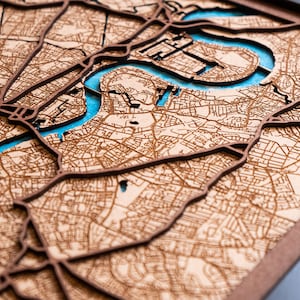 London, Custom city map. Any city engraved in wood and laser cut. Custom wood map. Wooden city map. Wood art. Personalized gifts image 3