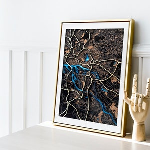 Kaart Hout Lasersnede Gegraveerde Kaart Home Decor Gepersonaliseerde kaart. Wanddecoratie. Сustom City River Kaart Hamburg Any City World Art Retro Vintage