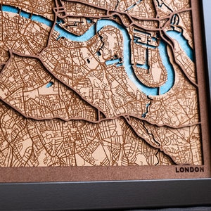 London, Custom city map. Any city engraved in wood and laser cut. Custom wood map. Wooden city map. Wood art. Personalized gifts image 6