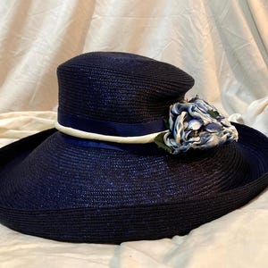Navy Blue Wide Brimmed Hat for Women - Etsy display picture 3