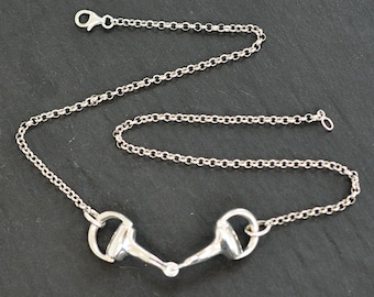 Silver Horse Bit Pendant Necklace