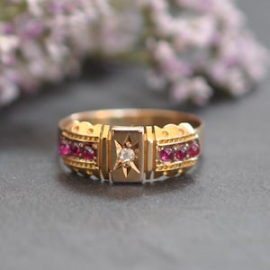 Antique Ruby & Diamond Gypsy Ring