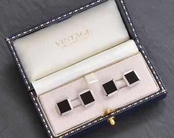 White Gold & Onyx Cufflinks
