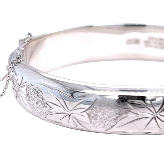 Silver Leaf Pattern Bangle - image 5
