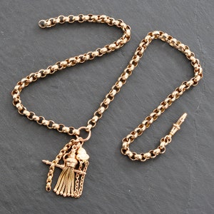 Antique Gold Watch Chain with Charms