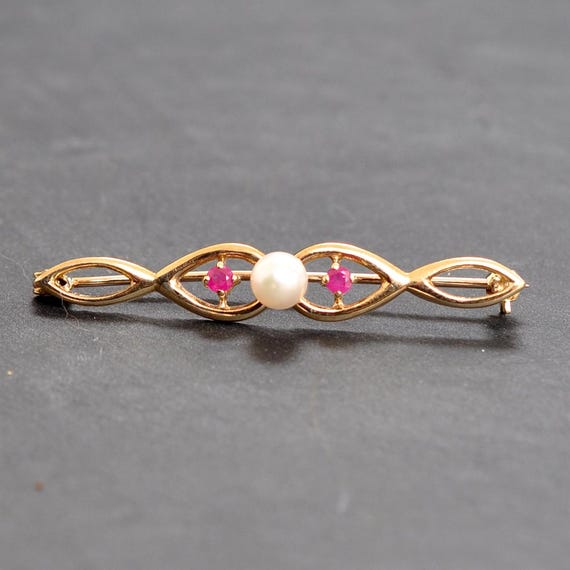 Pearl & Ruby Stock Pin - image 1