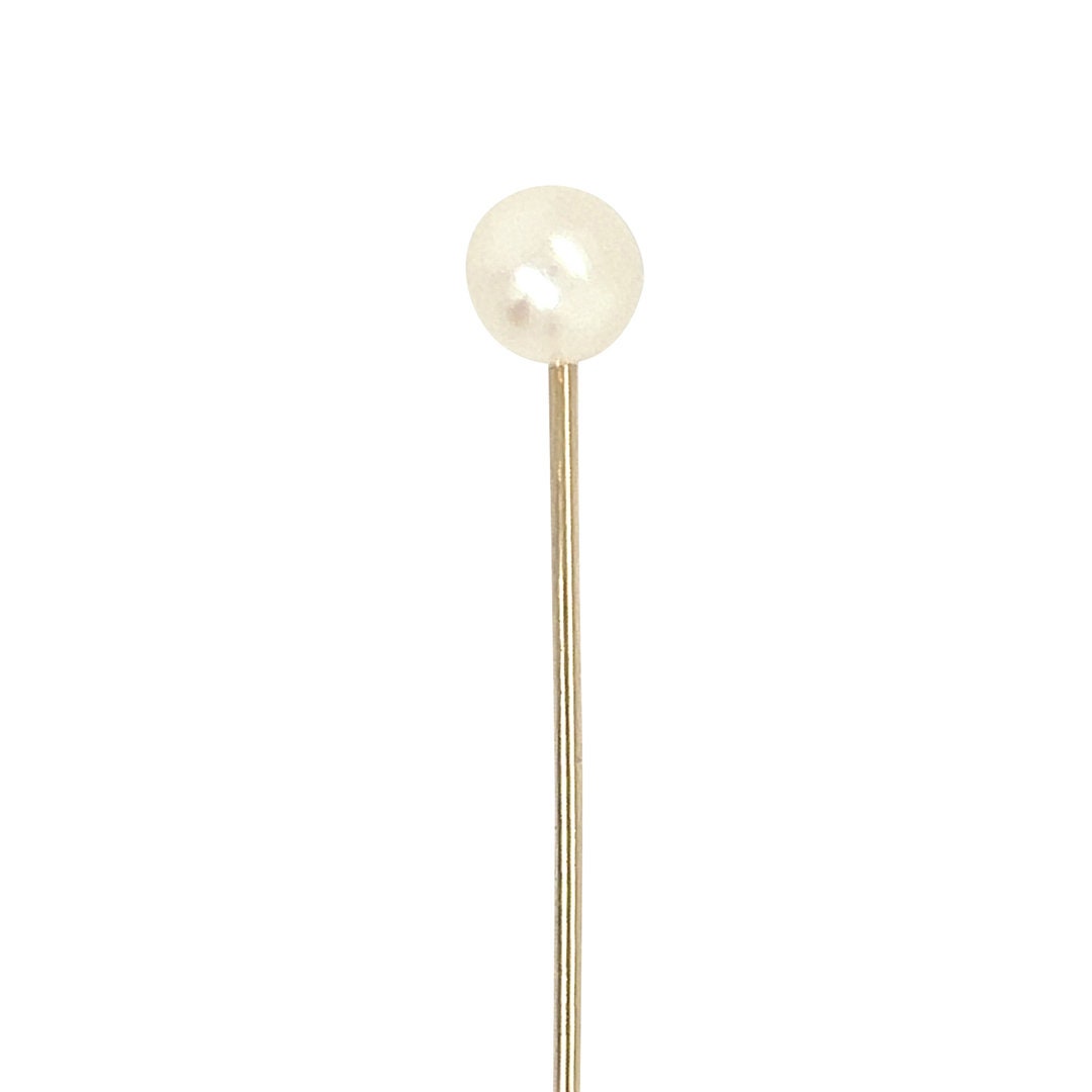 Épingle à Cravate Ou Chapeau Antique – Or Blanc 18k Avec Perle D'eau Douce – Circa 1900, Occasion