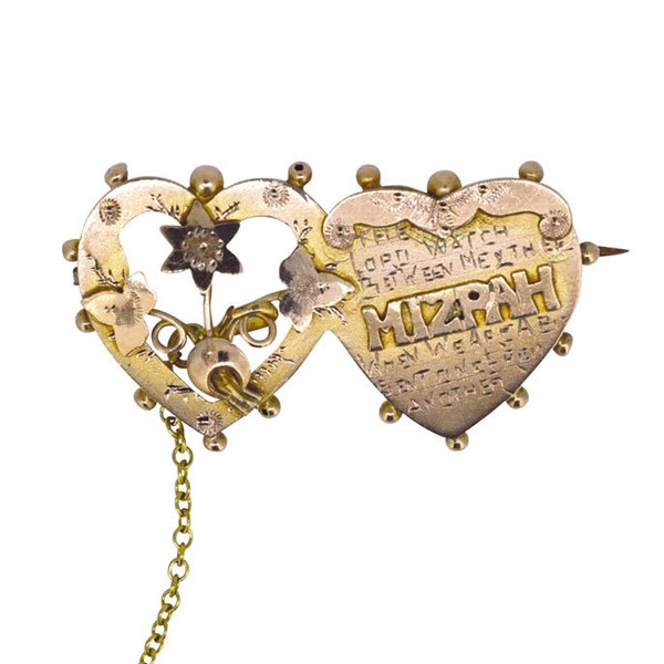 Broche Mizpah Double Cœur