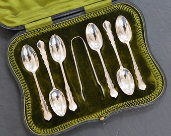 Silver Tea Spoon & Sugar Tong Set