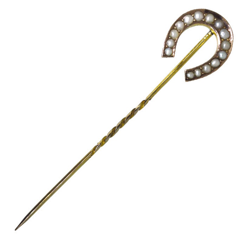 Pearl Horse Shoe Tie Pin image 2