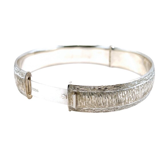 Barked Effect Silver Bangle - image 2