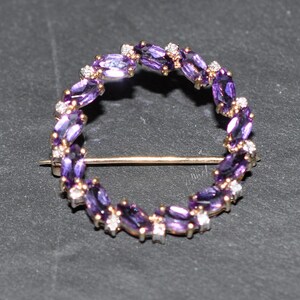 Amethyst & Diamond Brooch