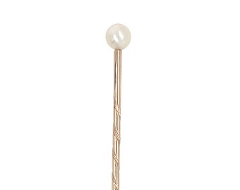 Épingle à Cravate Ou Chapeau Antique Or Blanc 18k Avec Perle - Environ 1900, Occasion
