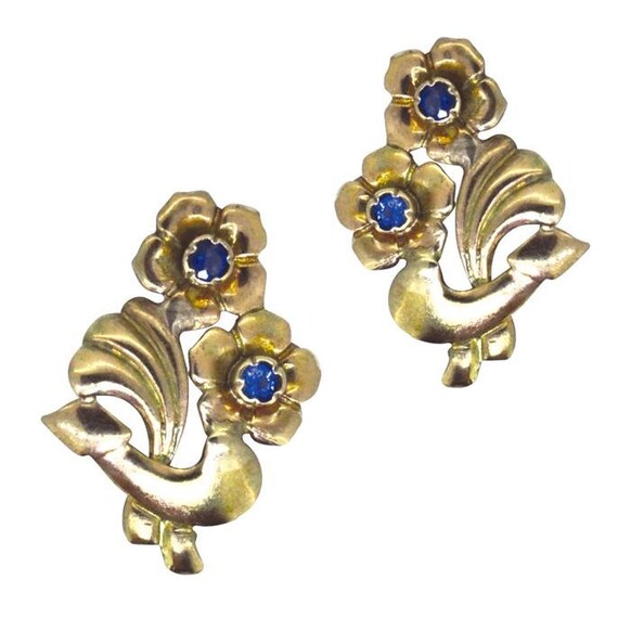Sapphire Flower Earrings
