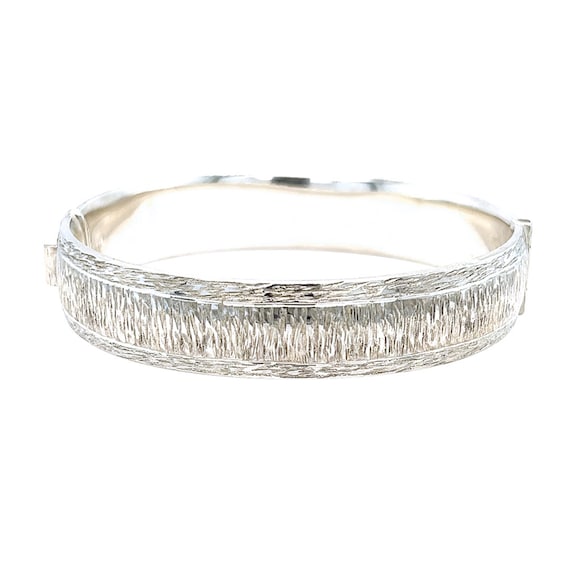 Barked Effect Silver Bangle - image 1