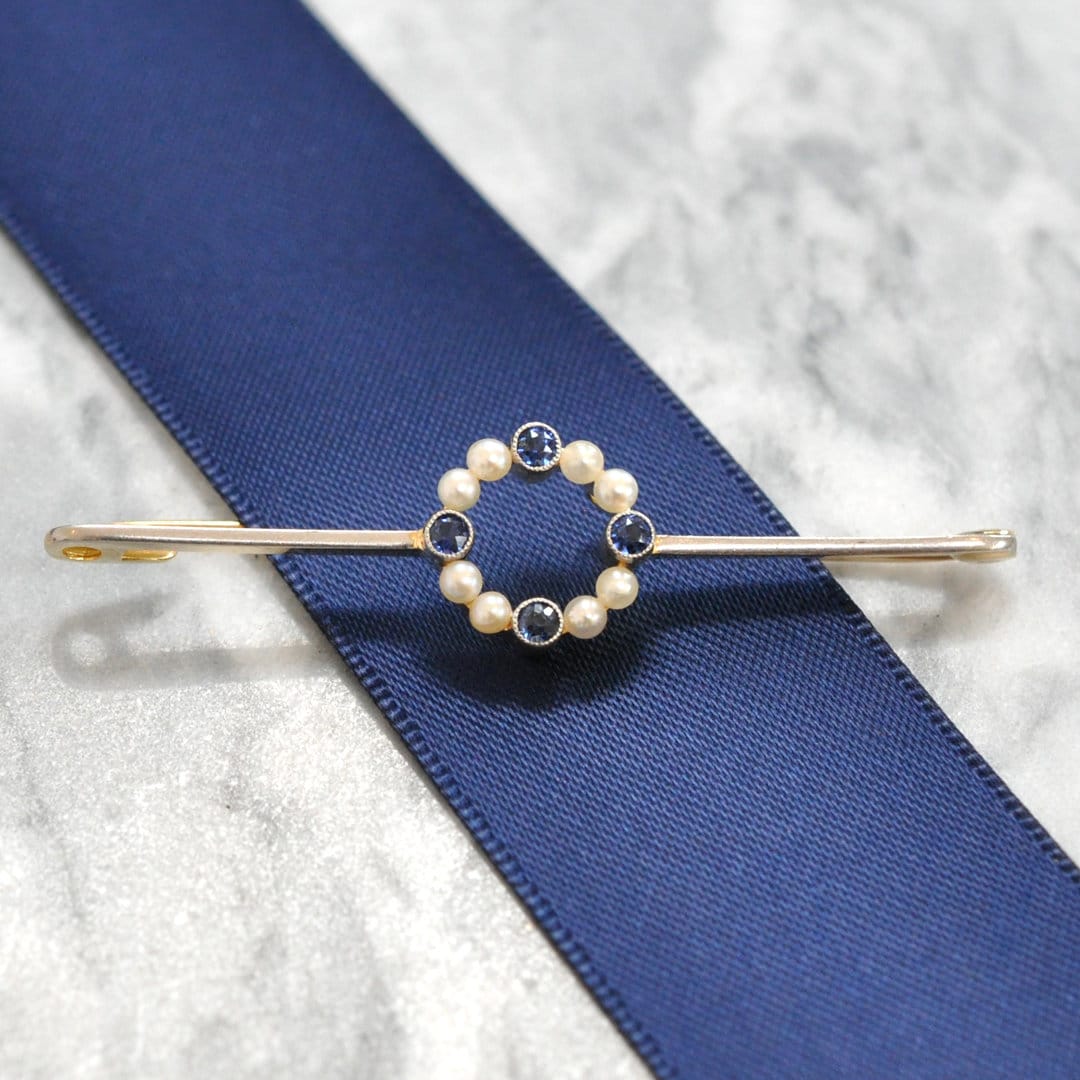 Pearl & Sapphire Stock Pin - Etsy