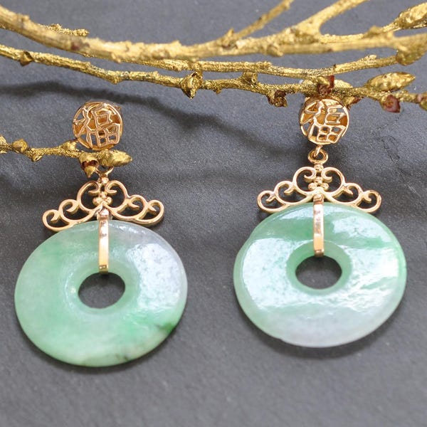 Pendants d'oreilles en jade