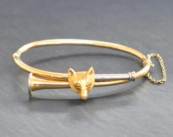 Castlecliff キツネモチーフ ヴィンテージ ヒンジバングル キツネと狩猟角のバングル - Etsy 日本