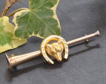 Hunting Horn & Fox Head Stock Pin