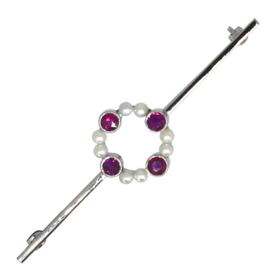 Ruby & Pearl Stock Pin - image 1