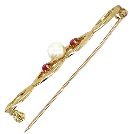 Pearl & Ruby Stock Pin - image 4