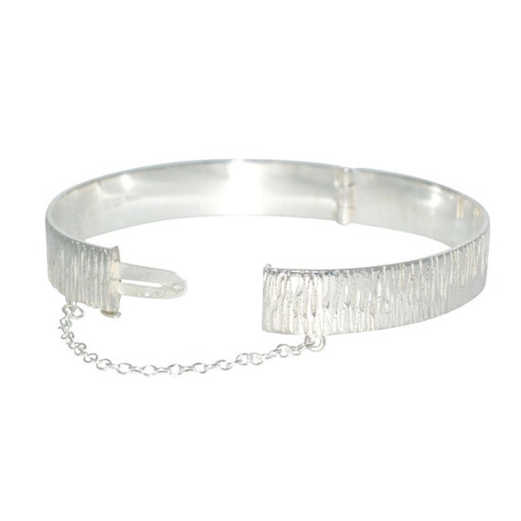 Silver 'Barked' Effect Bangle - image 2