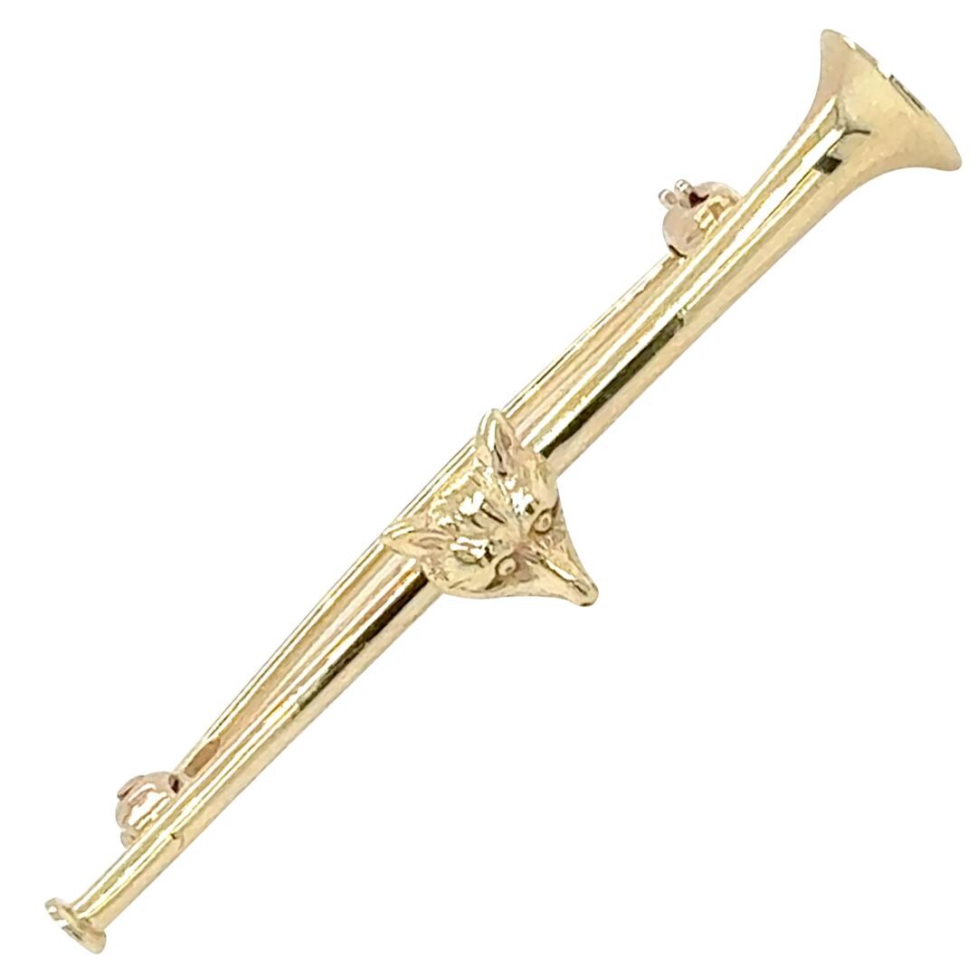 Épingle Revers Ancienne – Tête De Chasse Renard – Tons Argent