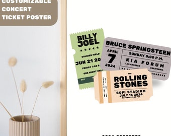 Personalized Concert Ticket Poster, Custom Wall Art, Music Lover Gift for Birthday & Anniversary | Digital Download w/ Customizable Options
