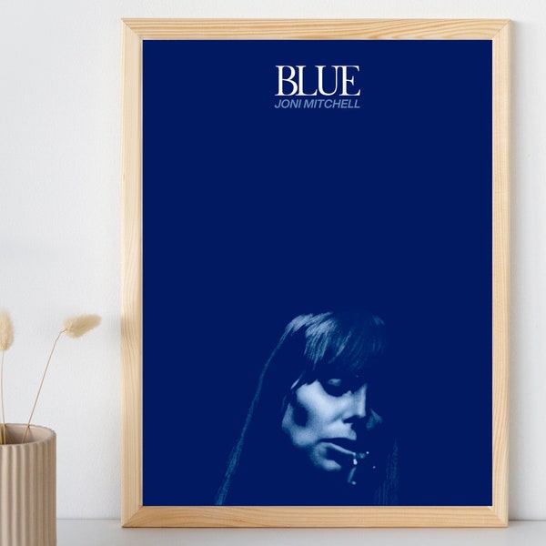 Joni Mitchell Blue Album Poster, Vintage Rock Music Wall Art, Digital Download | TWO versions (with and without tracklist)