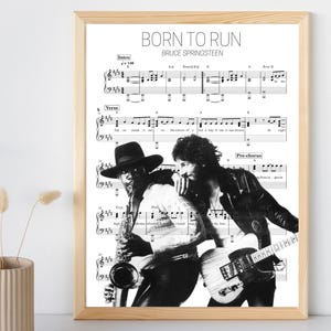 Póster de Bruce Springsteen Born to Run, arte mural de música rock clásica de los años 70, partitura, descarga digital / Especial TWO for ONE