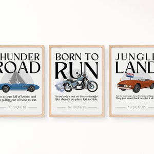 Bruce Springsteen Born to Run Album Set of 3 Prints, 70s Classic Rock Wall Art, Springsteen Poster | DIGITAL DOWNLOAD