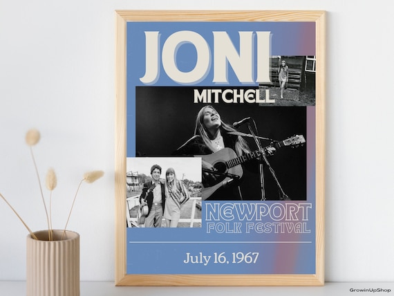 Joni Mitchell Newport Folk Festival Concert Poster, Vintage 60s