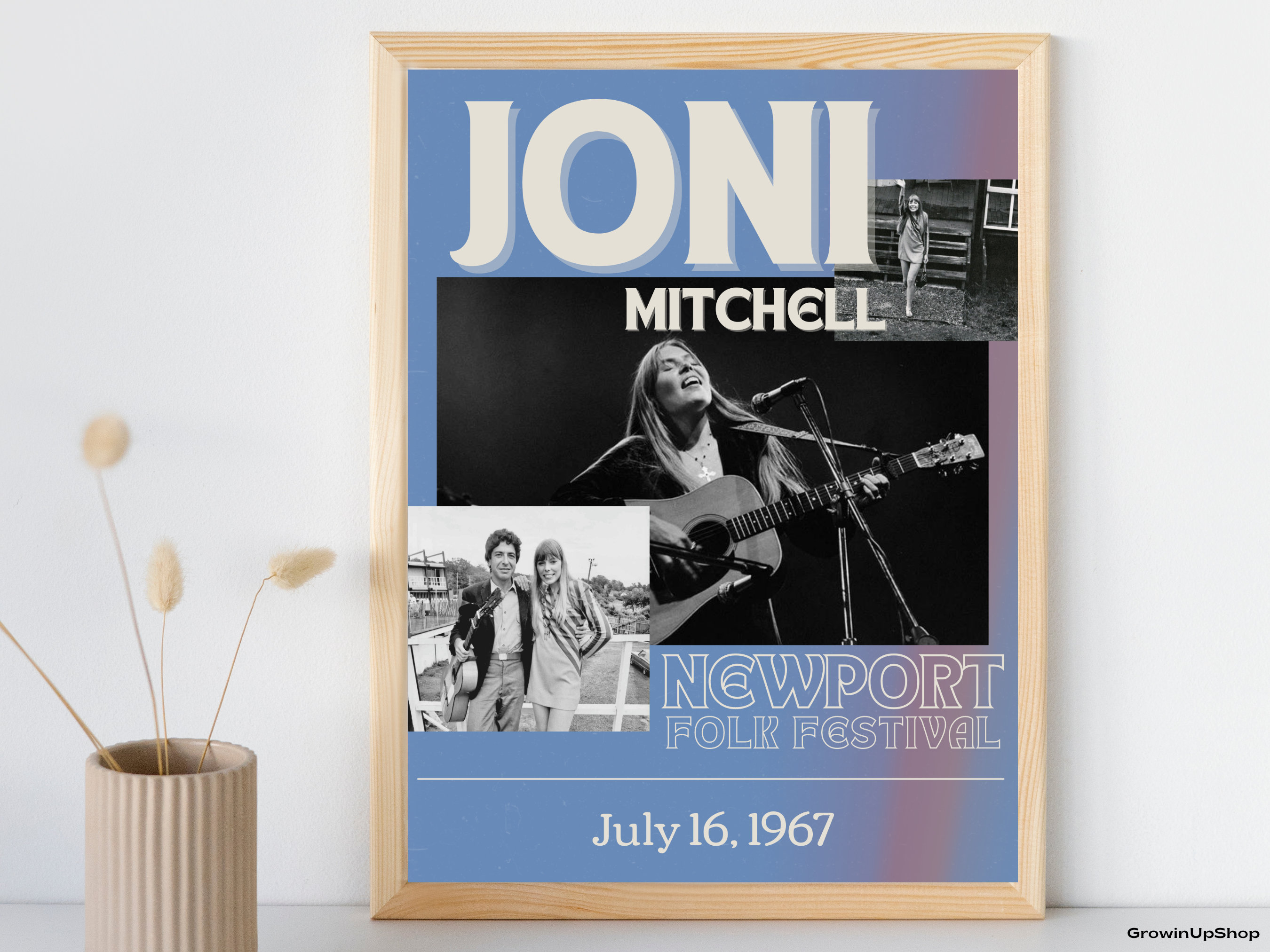 Joni Mitchell Newport Folk Festival Concert Poster, Vintage 60s