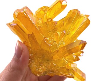 Sunshine Aura Quartz and Carnelian Crystal Clusters in Resin Pendant with 24 Sterling Silver Chain