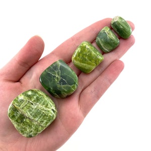 Rare ONE tumbled tremolite, natural tremolite, polished tremolite, green tremolite tumble, tremolite crystal image 2