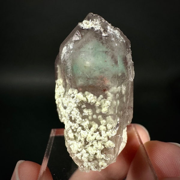 Rare! Ajoite, Copper, & Kaolinite Included Quartz (South Africa) | ajoite quartz, blue quartz, rare minerals, terminated ajoite quartz